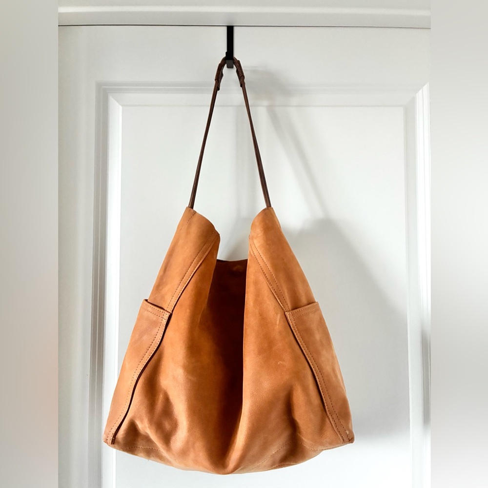 Rough & Tumble Made In Maine Deer Hide Leather Kiri Bag Slouchy Hobo Side Pocket - Picture 2 of 6